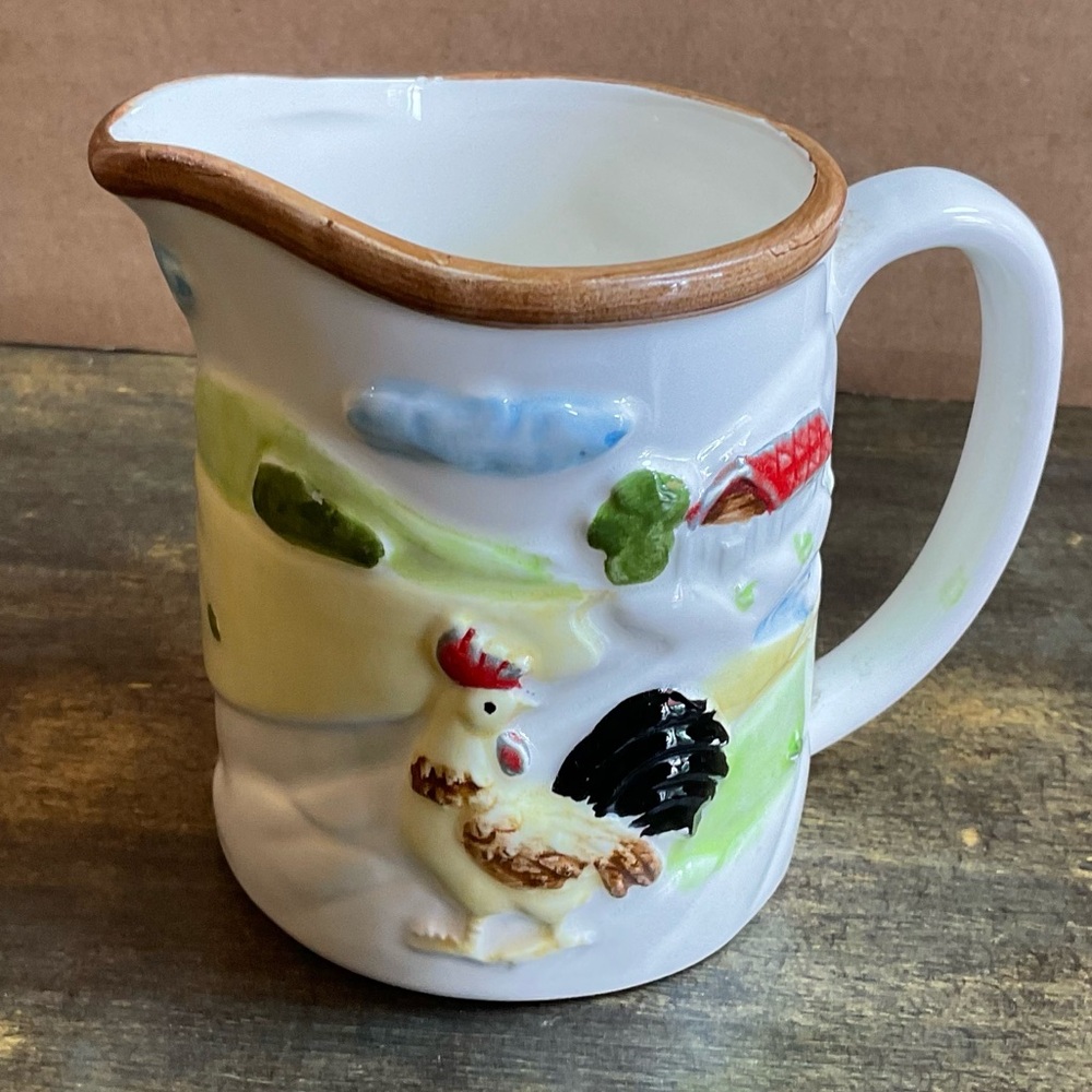 Vintage Norcrest Americana Countryside Chicken Creamer Pitcher Japan Country Far